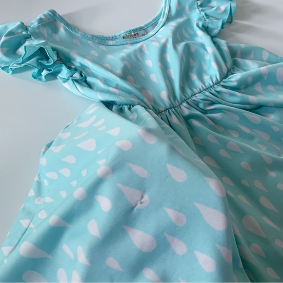 Dot Dot Smile Teal Raindrop Flutter Sleeve Twirl Dress - Picture 6 of 6
